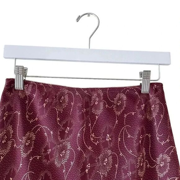 Express  Trendy Burgundy Lined High Low Paisley l Floral Elastic XS # 1593 - Picture 2 of 9